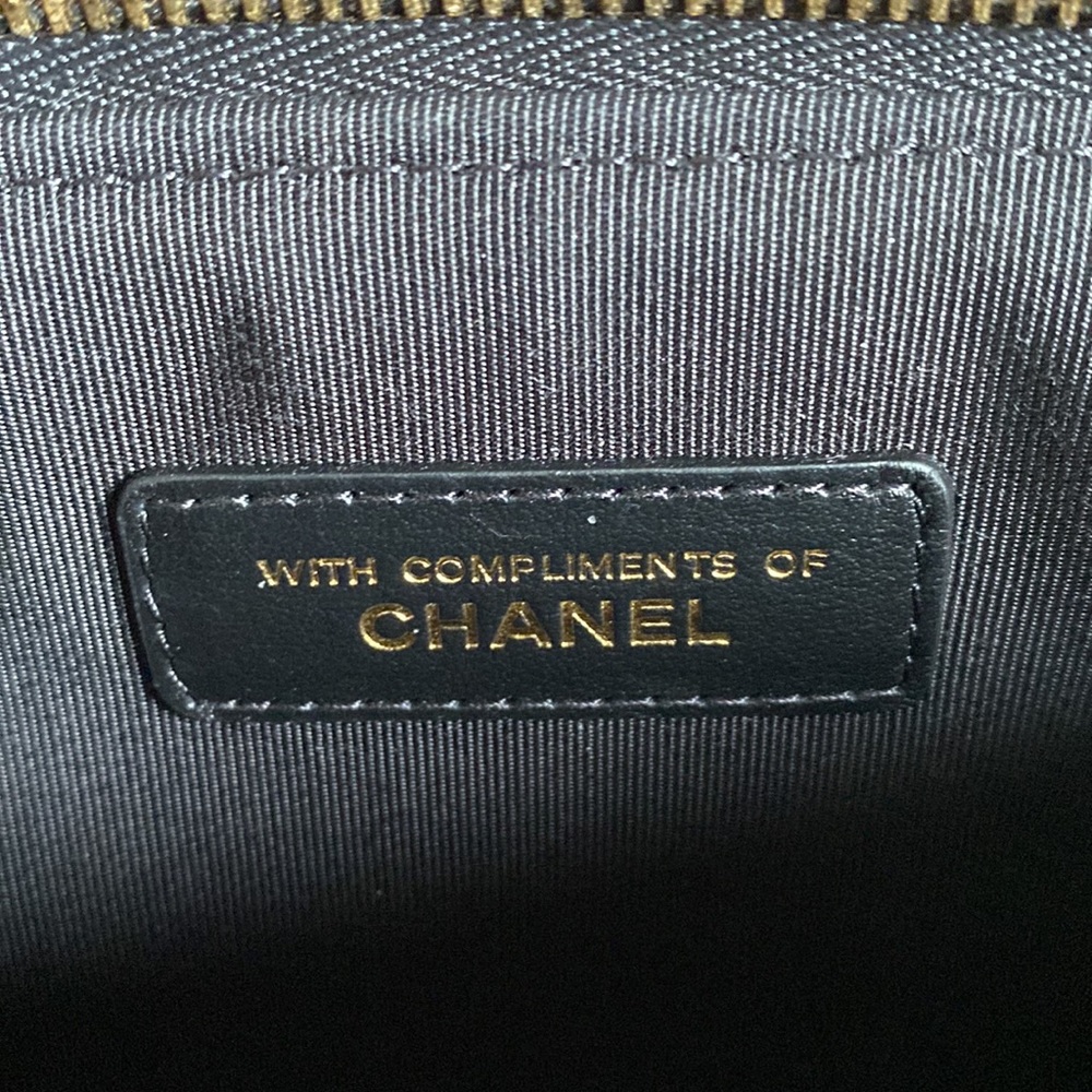 Chanel Black Silk Quilted Clutch with Gold Chain Details - Picture 6 of 9